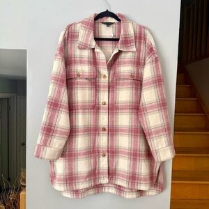 NWOT Banana Republic Plaid Button Down Shirt in Pink and Cream